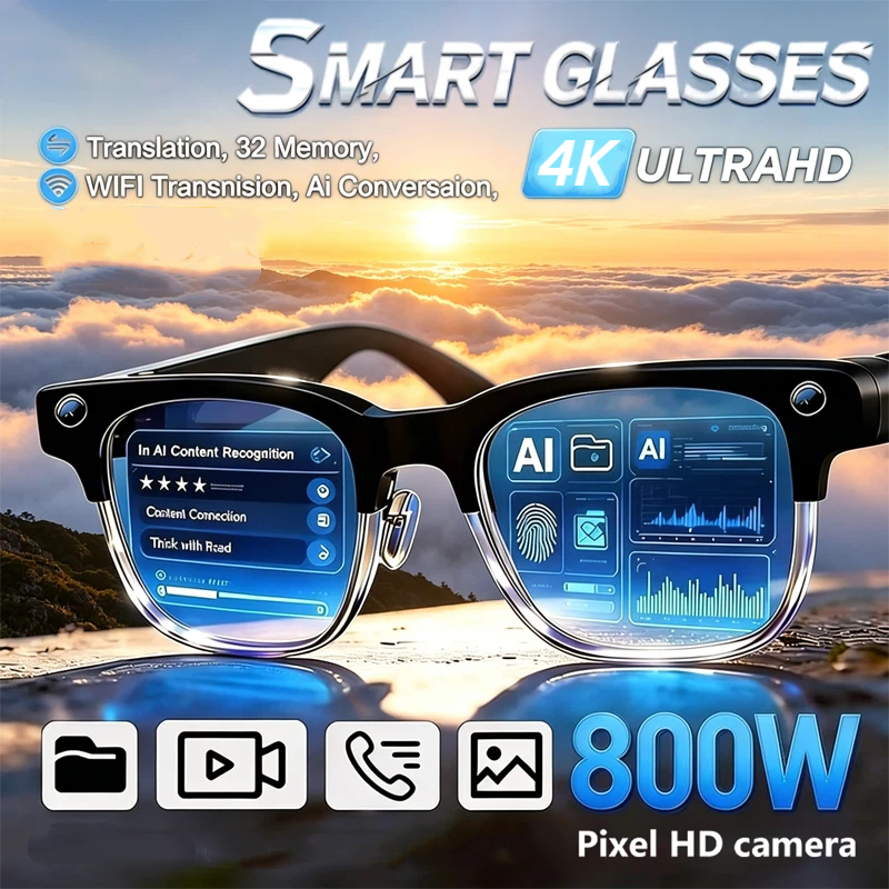 Smart Glasses Lens - AI Smart Glasses 4K Remote Control
