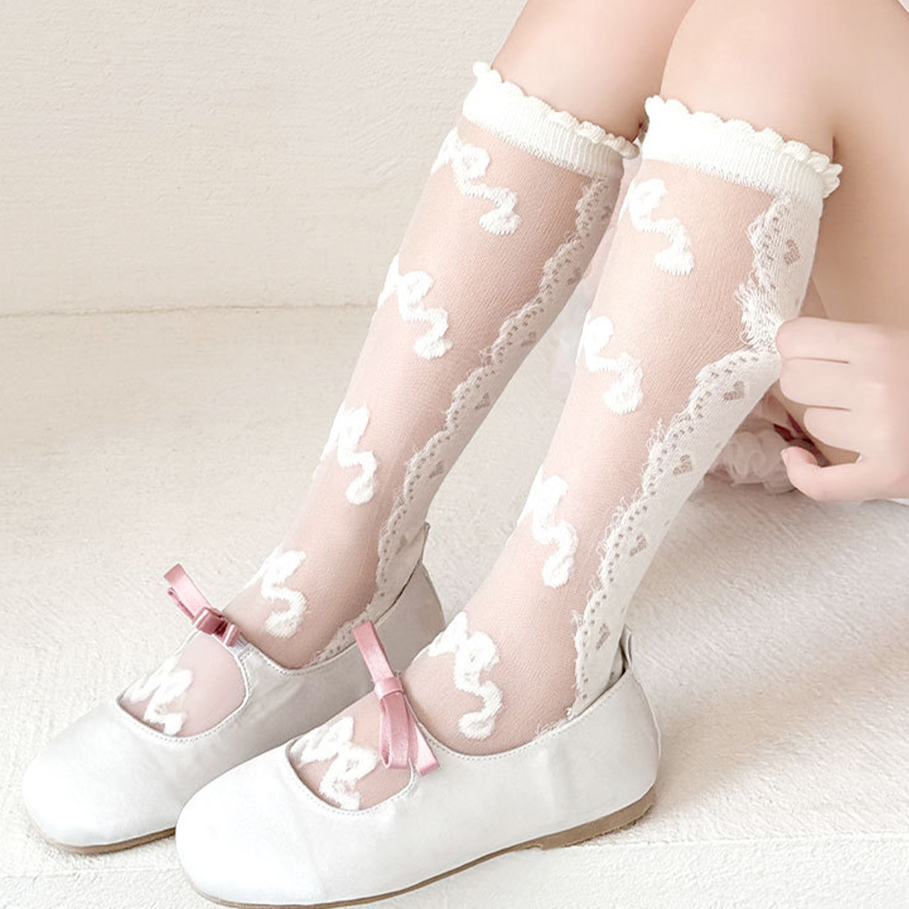 3 Pairs Lace Bow Baby Girl Lon - Baby Sock Oximeter のレビューと価格