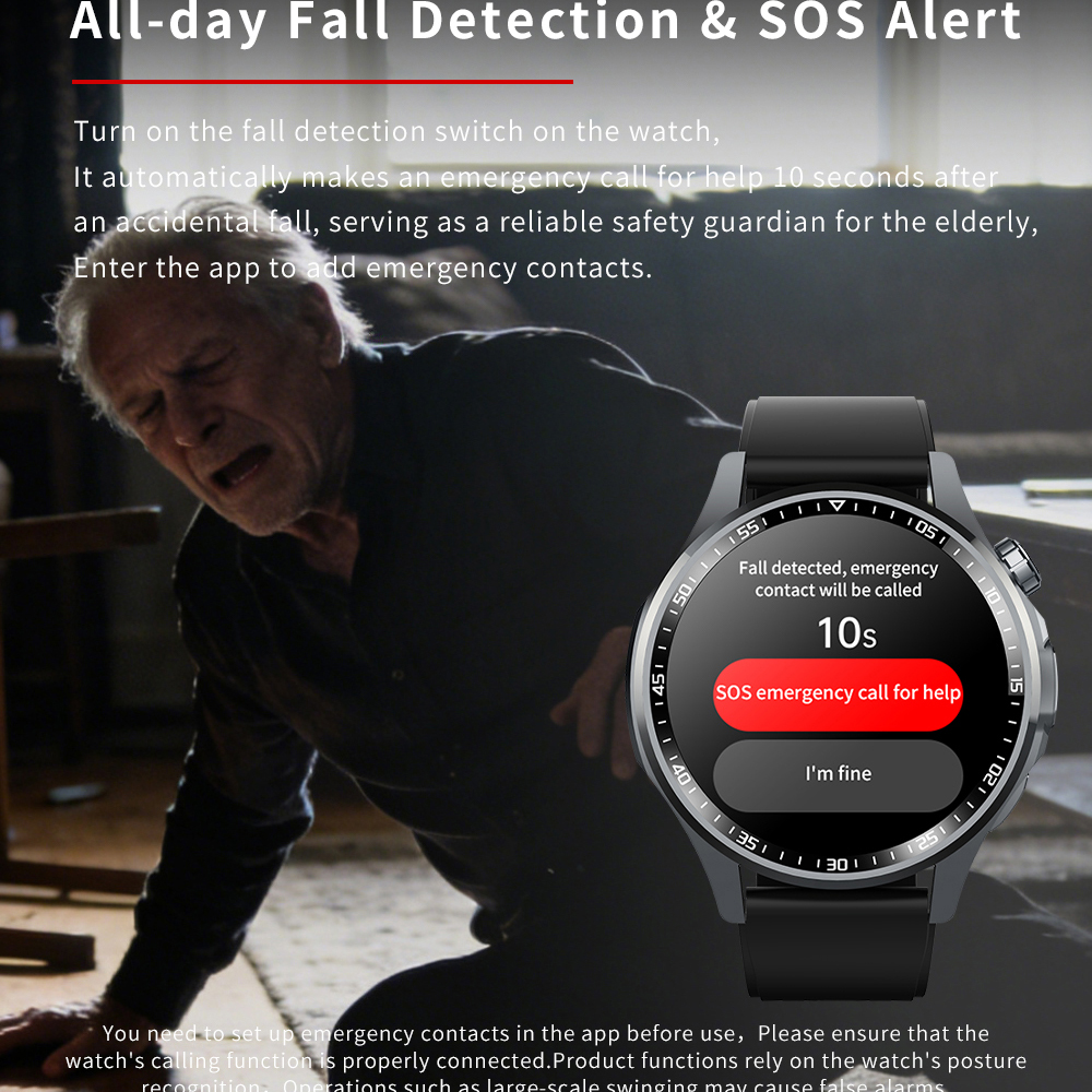 SOS Alert Heart Rate Fitness S - Fall Detection Watch のレビューと価格