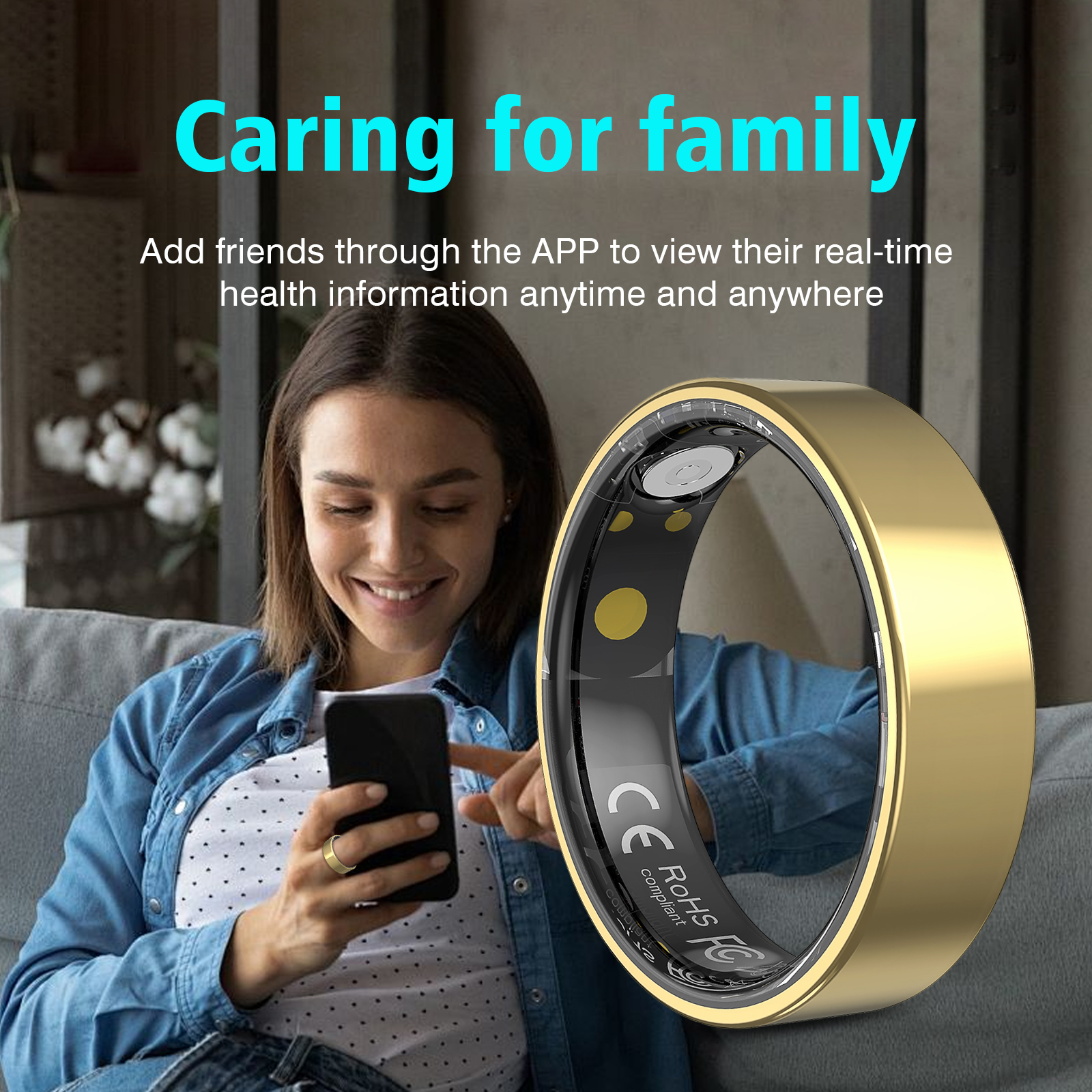 Smart Ring Men Women with Char - Temperature Ring Skin のレビューと価格